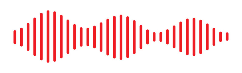Red Music wave line sound icon audio frequency signal podcast radio sound wave . Red sound wave Effect. Red sound and audio waves. Volume wave ,Waves of the equalizer. Podcast soundwave line of voice.