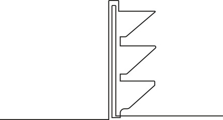 Continuous One Line Vector Illustration of Traffic Light from Right Side View – Minimalist Outline Design with Red, Yellow, and Green Signals for Urban Street Safety and Transportation Concepts