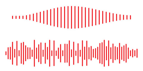 Red Music wave line sound icon audio frequency signal podcast radio sound wave . Red sound wave Effect. Red sound and audio waves. Volume wave ,Waves of the equalizer. Podcast soundwave line of voice.