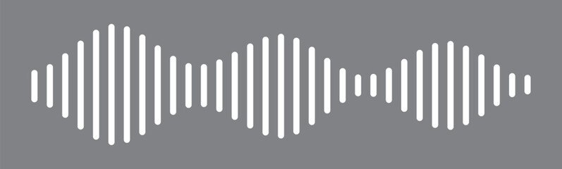  White sound wave icon vector on black background. Podcast soundwave line of voice. Record music player Icon. Mobile talk track. Sound waves for voice message. Audio wave icon.Waves of the equalizer. 