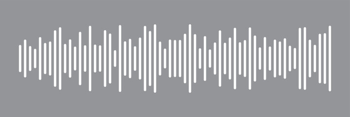  White sound wave icon vector on black background. Podcast soundwave line of voice. Record music player Icon. Mobile talk track. Sound waves for voice message. Audio wave icon.Waves of the equalizer. 