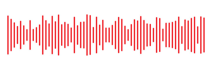 Red sound wave icon. Red Podcast soundwave line of voice. Record music player in red colour. Mobile talk track. Red Sound waves for voice message. Audio wave icon.Waves of the equalizer. 