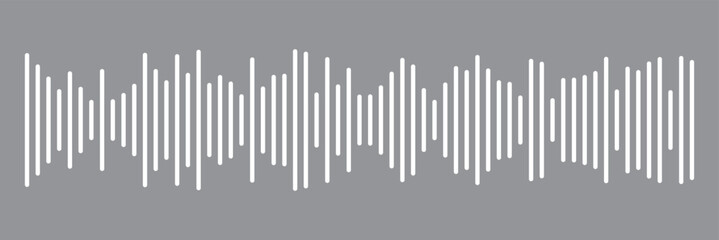  White sound wave icon vector on black background. Podcast soundwave line of voice. Record music player Icon. Mobile talk track. Sound waves for voice message. Audio wave icon.Waves of the equalizer. 