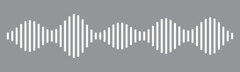  White sound wave icon vector on black background. Podcast soundwave line of voice. Record music player Icon. Mobile talk track. Sound waves for voice message. Audio wave icon.Waves of the equalizer. 