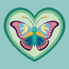 Single butterfly inside a heart frame
