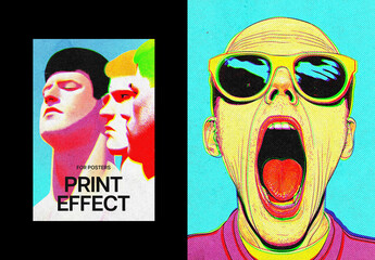 Halftone Print Poster Effect Mockup