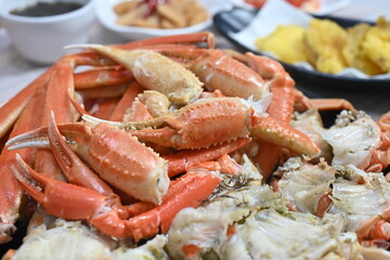 Korean seafood food. Korean steamed kingcrab