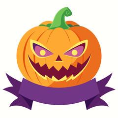 Halloween pumpkin with banner