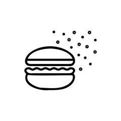 Handdrawn hamburger with scattered small circles on background food fastfood