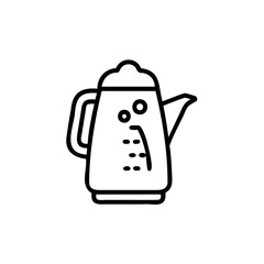 Obraz premium Line art of a kettle with handle spout decorative details on background teapot kitchen