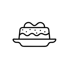 Line art cake on a plate with decorative topping dots on a background dessert food