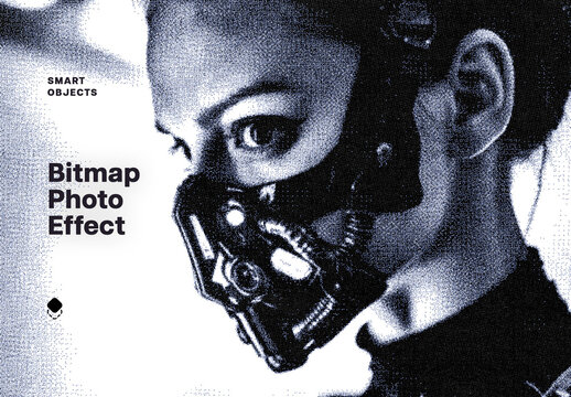 Dithering Bitmap Photo Effect Mockup