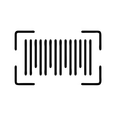 Black and White Barcode Scan Icon – Minimalist Outline Vector Symbol Representing Barcode Reader, Product Scanning, Inventory Control, and Digital Checkout Systems for Online and Print Use