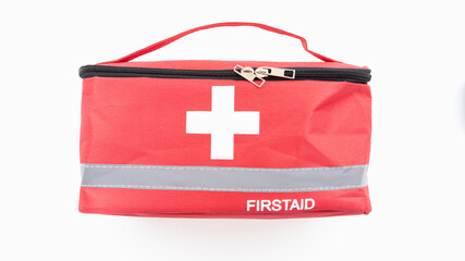 First aid kit designed for emergency situations with clear cross symbol for easy identification and...