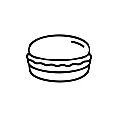 Line art of a macaron dessert with wavy filling on background food pastry