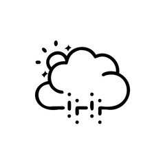 Weather icon with sun cloud rain drops handdrawn vector