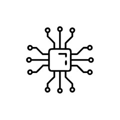 Of a central processing unit C P U with circular nodes lines on background processor