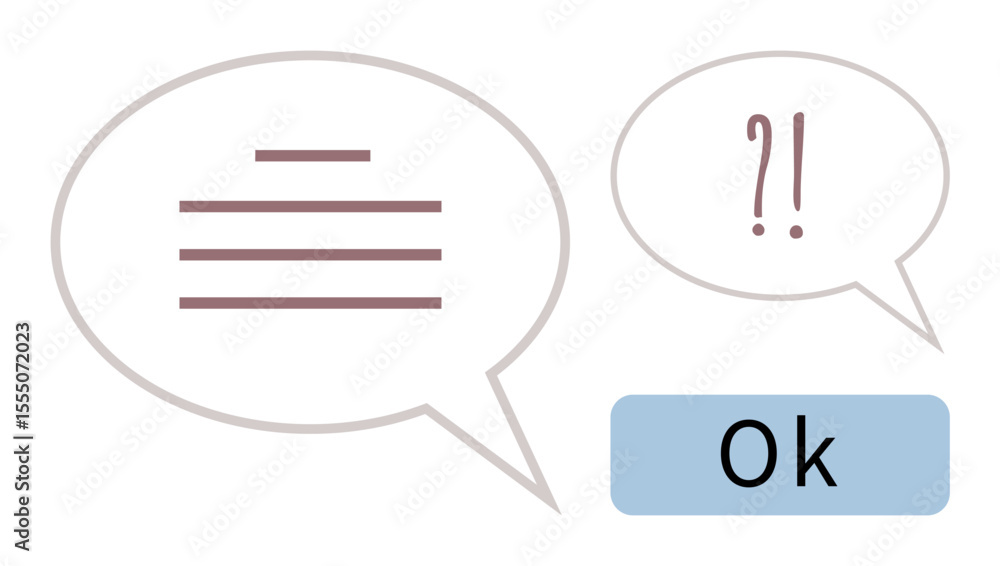 Poster conversation bubbles display text, question marks, exclamation points, and a ok response. ideal for 