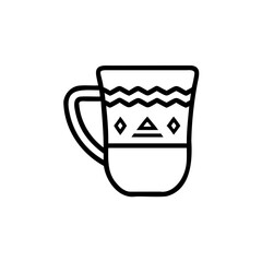 Handdrawn of a mug with geometric patterns a handle on a background drinkware beverage