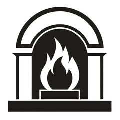 vector illustration of a burning stove with fire