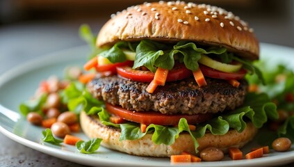 Wholesome Veggie Burger with Fresh Organic Sides