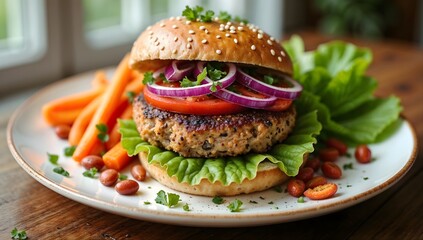 Wholesome Veggie Burger with Fresh Organic Sides