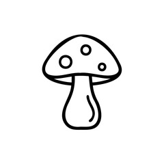 Handdrawn mushroom with three circles on the cap against background fungi toadstool