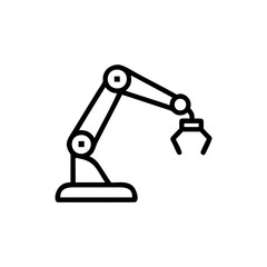 Robotic arm with articulated joints gripper on a background technology machine