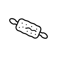Line art rolling pin with dots wavy lines on background kitchen cooking