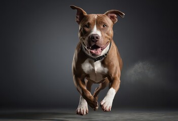 American pitbull terrier dog isolated on neutral background 17