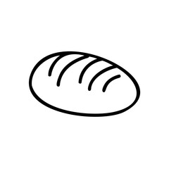 Outline handdrawn bread loaf with curved lines on background food bakery