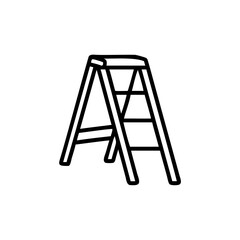 Handdrawn step ladder on a background showing construction equipment steps outline