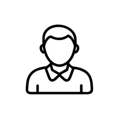 Black and White Male Avatar Icon – Minimalist Outline Vector of a Man Wearing Shirt and Tie Representing Business Professional, User Profile, or Corporate Employee Symbol for Online and Print Use