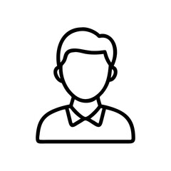 Black and White Male Avatar Icon – Minimalist Outline Vector of a Man Wearing Shirt and Tie Representing Business Professional, User Profile, or Corporate Employee Symbol for Online and Print Use