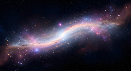 Fototapeta premium Captivating cosmic dance A swirling galaxy ablaze with stellar light and nebulous beauty, evoking wonder and celestial exploration.