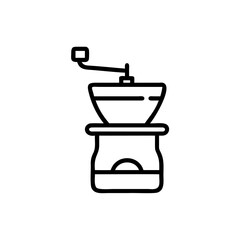 Line art of a coffee grinder with a handle a jar shape on background handdrawn lineart