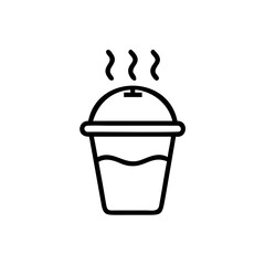 Line art of a coffee cup with steam rising on a background drink beverage