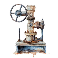Water Pump For Agriculture, watercolor painting vector, isolated on a white background.