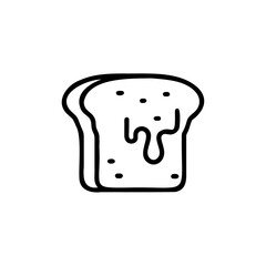 Handdrawn bread slice with dripping sauce dotted texture on background food breakfast