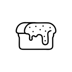 Handdrawn of a loaf of bread with icing dots on background food baked