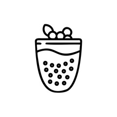 Handdrawn bubble tea with tapioca pearls leaf topping on background drink