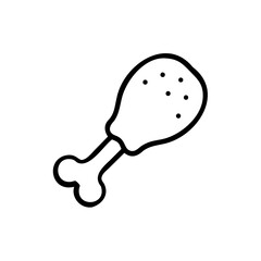 Outline of a chicken drumstick with dots on a background food meat