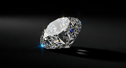 Premium Quality Diamond Stone – Light and Shadow Play, 
Isolated Shiny Diamond on Black – Royal Luxury Concept.
