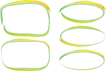 light green yellow color decorative abstract outline frames set