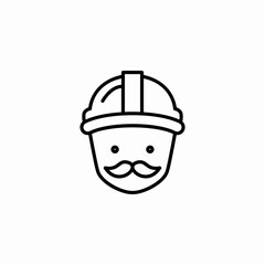 moustached construction worker icon sign vector
