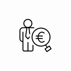 person with euro sign icon sign vector