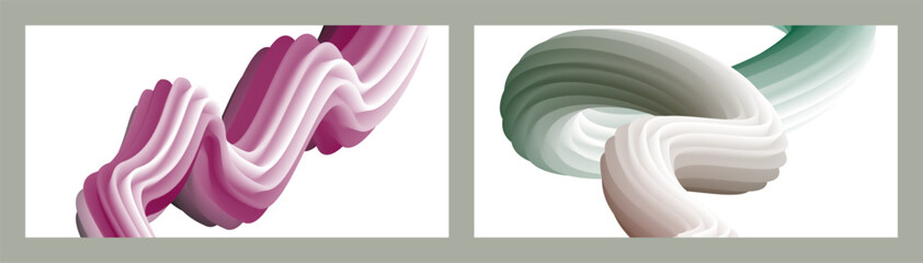 Abstract volumetric background. Cords. set of two illustrations. Toothpaste in a tube. Minimalism. Creative modern background. Cover design, wallpaper, background. eps vector.