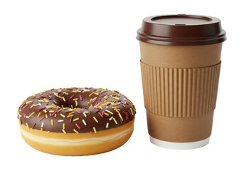 Isolated Donut with Sprinkles and Coffee Cup