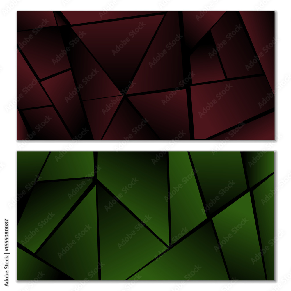 Poster abstract polygonal pattern. set of two dark gradient polygonal backgrounds. background design, cover