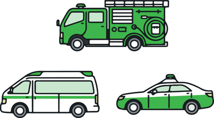 Emergency and Vehicle set illustration